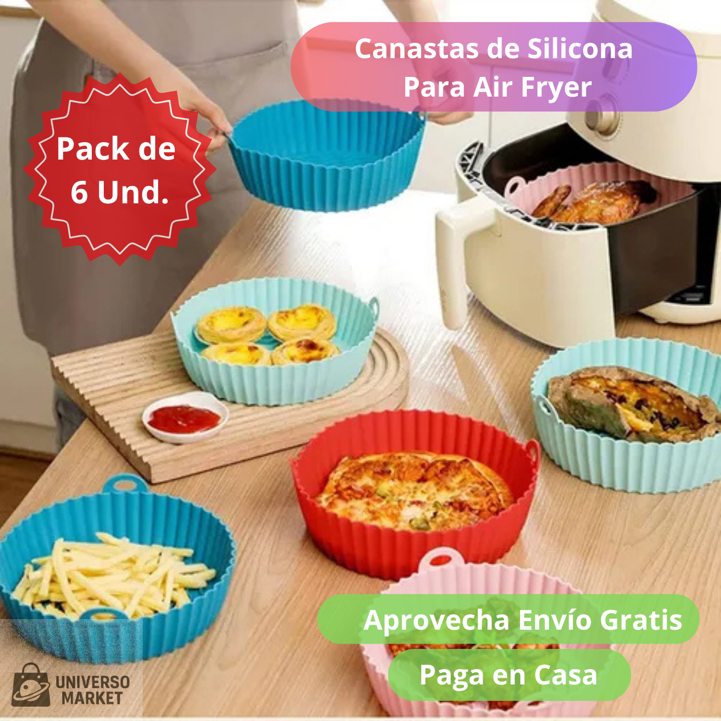 Pack de 6 Moldes Silicona Air Fryer