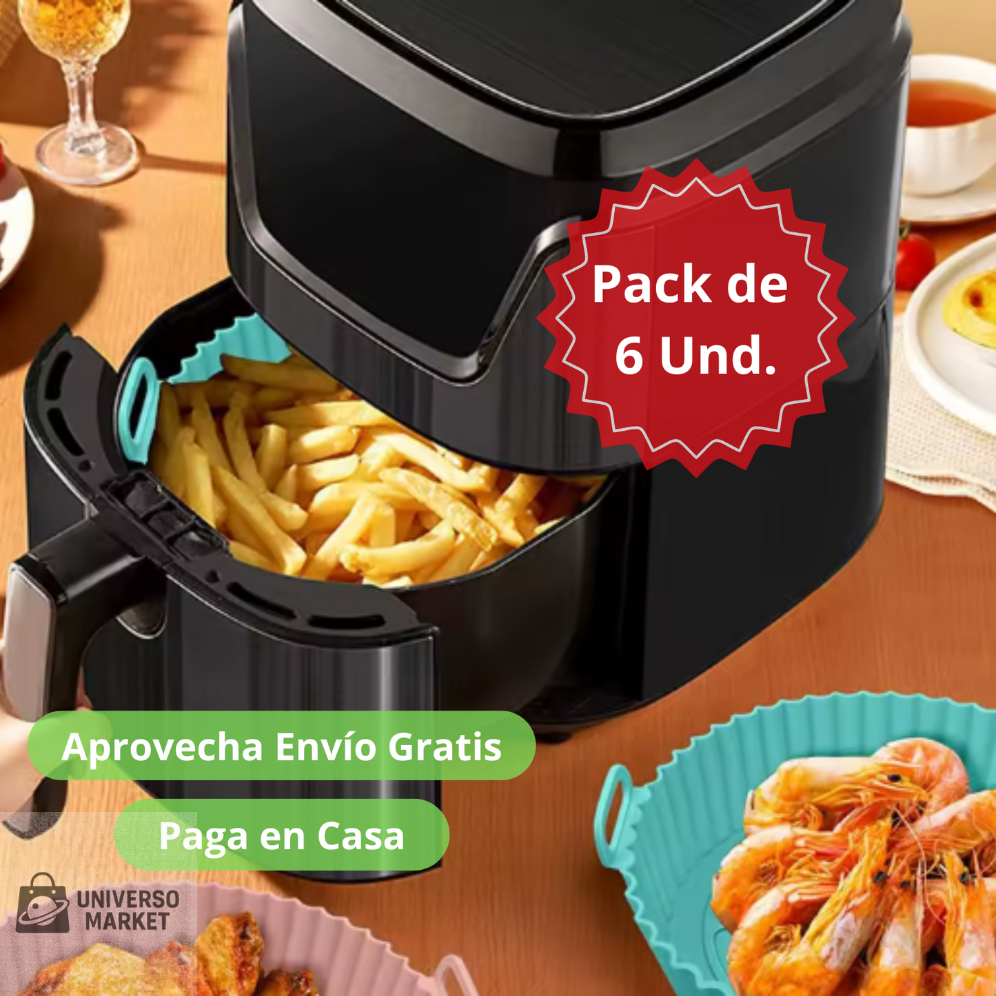 Pack de 6 Moldes Silicona Air Fryer